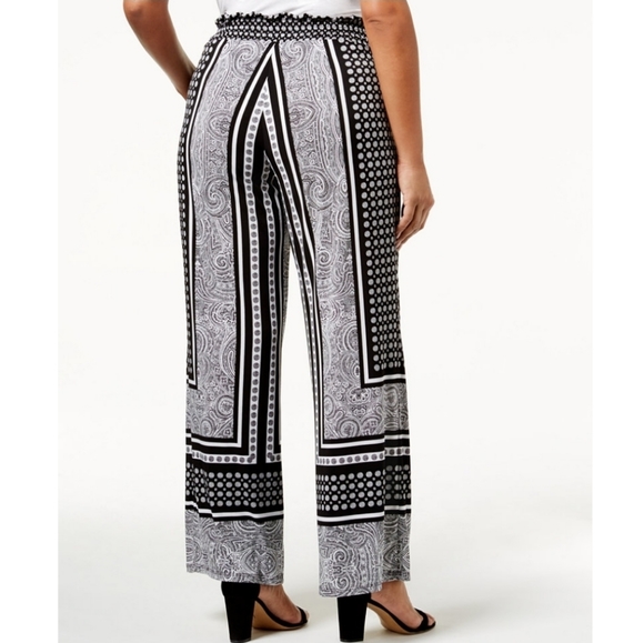 INC International Concepts Plus Size Tie-Waist Palazzo Pants - Picture 2 of 10